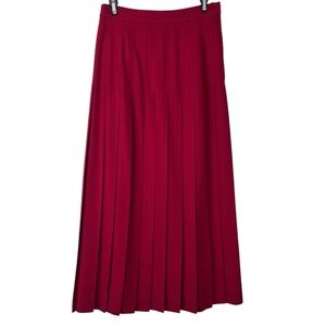 Vintage Talbots 100% Wool Pleated Midi Skirt Cranberry – Size 4L Made in USA